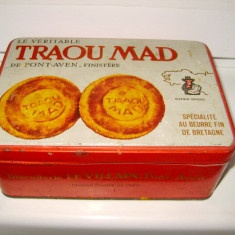 2862-Traou Mad Cutie colectie metal veche de biscuiti. Perioada interbelica.