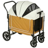 PawHut Cărucior pentru c&acirc;ini buggy pliabil pentru c&acirc;ini și pisici p&acirc;nă la 30 kg 110 x 65 x 102 cm Maro | Aosom Romania