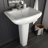 VidaXL Lavoar cu piedestal, alb, 580 x 470 x 200 mm, ceramică