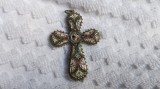 MEDALION CRUCE MICROMOZAIC VENETIAN manopera EXCEPTIONALA de colectie VECHI UNIC