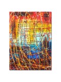 Cumpara ieftin Tablou abstract pictat manual living, birou, Calatorie in spatiu 2, 70x50cm ulei pe panza, reproducere Jackson Pollock