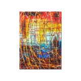 Tablou abstract pictat manual living, birou, Calatorie in spatiu 2, 70x50cm ulei pe panza, reproducere Jackson Pollock