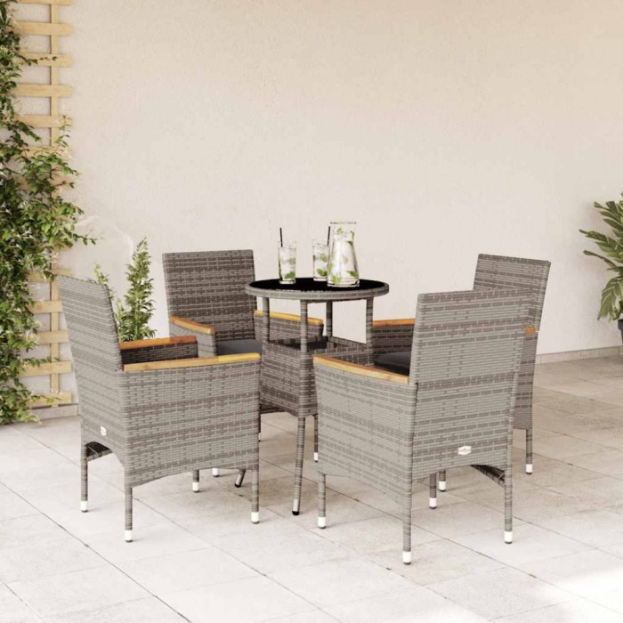 vidaXL Set mobilier de grădină cu perne 5 piese gri poliratan &amp; sticlă 3278724