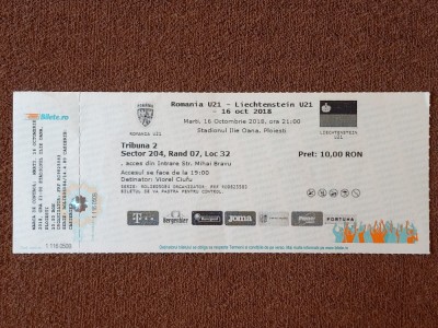 Bilet meci fotbal ROMANIA U21 - LIECHTENSTEIN U21 (16.10.2018) foto