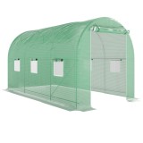 Outsunny Seră de Grădină Tunnel Suprafață Sol 8 m&sup2; 4L x 2l x 2,05H m cadru Tubular Ușă dublă cu fermoar 6 ferestre rulante verde | Aosom Romania