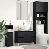 Dulap Chiuvetă Stejar Negru 80x33x60 cm vidaXL Corp Bază Baie Lemn Texturat Sertare Uși Rafturi Ajustabile