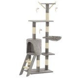 Cumpara ieftin Ansamblu pisici cu stalpi din funie de sisal, 138 cm, gri