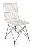 Scaun cu spatar din rattan alb negru Lucila 45 cm x 55 cm x 85 h x 45 h