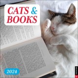 Cats &amp; Books 2024 Wall Calendar