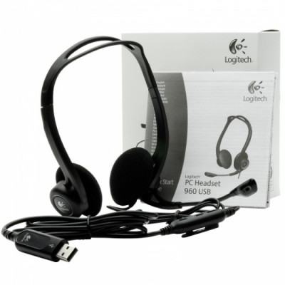 Casti Logitech PC Headset 960 , USB , Peste cap , Negru foto