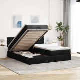 VidaXL Cadru de pat otoman cu saltele, material negru 180x200cm