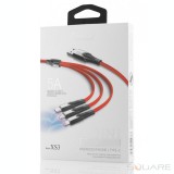 Cabluri Tranyoo, XS3, 3 in 1 Cable, 3A, 1.2m, Black