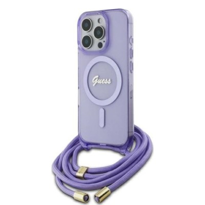 Husa Guess IML Crossbody Cord Script MagSafe iPhone 16 Pro, mov, GUHMP16LHCTSGNSU foto
