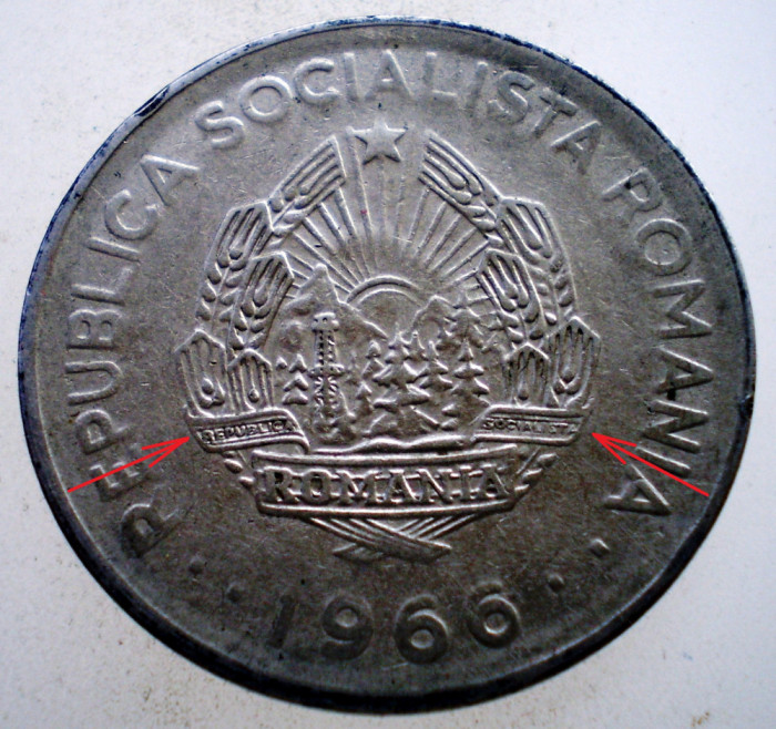 R.100 ROMANIA RSR 1 LEU 1966 VARIANTA RARA