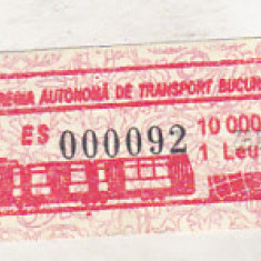 bnk div RA Bucuresti - bilet de calatorie 2005- 10000 lei vechi - 1 leu nou