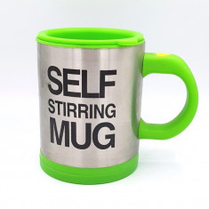 Self stirring mug,cana cu amestecare, verde foto