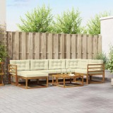 vidaXL Set de canapele de exterior cu pernă 7 pcs Natural și Crem 3367843
