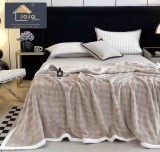 Cumpara ieftin Patura cocolino 200x230cm,gofrata cu bordura alba,cappuccino-F064