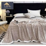 Patura cocolino 200x230cm,gofrata cu bordura alba,cappuccino-F064