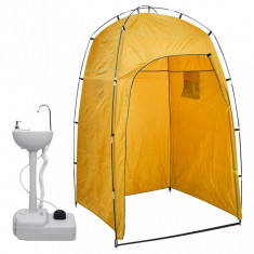 vidaXL Suport portabil de camping, pentru spălat mâini, cu cort, 20 L