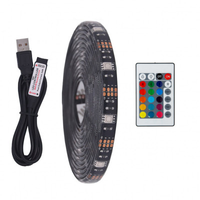 Banda LED MRG M725 , cu Telecomanda, RGB 5050, Lungime 3M, Pentru TV Auto C1166 foto