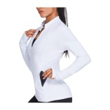 Jachetă de iarnă pentru ciclism pentru femei, impermeabilă, termică, cu buzunare și găuri pentru degetul mare - Alb M
