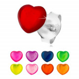 Cercei din argint 925, inimă simetrică acoperită cu vopsea colorată - Culoare: Portocaliu