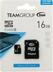 Card de memorie TEAMGROUP microSDHC 16GB, Class 10 + Adaptor + Ambalaj Retail foto