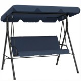 Outsunny Balansoar de Grădină Exterior Leagăn 3 locuri cu Copertină Reglabilă și Cadru din Oțel 172x118x153 cm Bleumarin | Aosom Romania