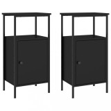 Noptiere, 2 buc., negru, 41x31x80 cm, lemn prelucrat, DKD Home Decor
