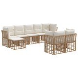 vidaXL Set de canapele de exterior 6 pcs Alb Natural și Crem Poliester 3437566