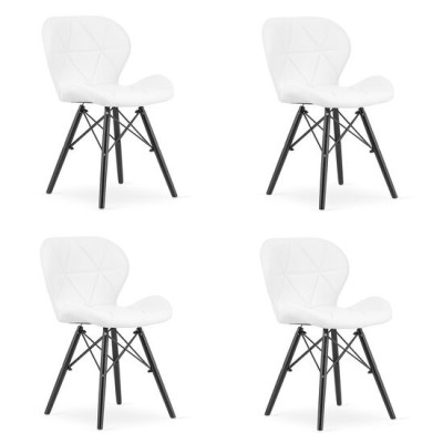 Set 4 scaune stil scandinav, Artool, Lago, piele ecologica, lemn, alb si negru, 47.5x52x74 cm GartenVIP DiyLine foto