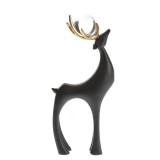 Statueta cerb negru cu coarne aurii 28 cm