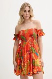 Desigual rochie de plaja BAHAMAS DRESS culoarea portocaliu, 25SWMW10