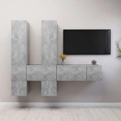 vidaXL Set dulap TV, 7 piese, gri beton, PAL foto