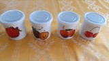 Serviciu, set 4 BORCANELE DIN PORTELAN CU CAPAC, BOMBONIERE, CUTIE CU CAPAC