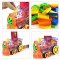 Trenulet de jucarie, tip domino, cu 80 de piese multicolore, functionare pe baterii, aranjare automata, din plastic, multicolor