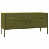 Cumpara ieftin Comoda TV, verde masliniu, 105x35x50 cm, otel