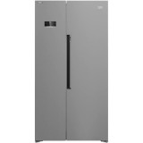 Side by side GN1603140ZHXBN, 580 l, NeoFrost Dual Cooling, HarvestFresh, Everfresh+, HomeWhiz Wi-Fi, Compresor inverter, Clasa E, H 179 cm, Metal Look, Beko