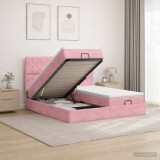 Cumpara ieftin Pat Ottoman cu Saltea si LED Roz 200 x 200 cm Catifea