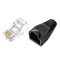 Set 100 x mufa + manson de protectie, RJ45, CAT5 CAT6, 8 pini 8P8C, negru