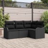VidaXL Set de canapele pentru grădină cu pernă 4 pcs Negru Rattan poli 3345683