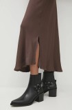 Answear Lab ghete chelsea de piele femei, culoarea negru, cu toc drept