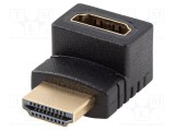 Adaptor HDMI LANBERG 270&deg; HDMI 2.0 negru, placare aurită, suport 4K HDR UHD ARC