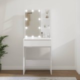 VidaXL Masă de toaletă cu LED, alb extralucios, 60x40x140 cm