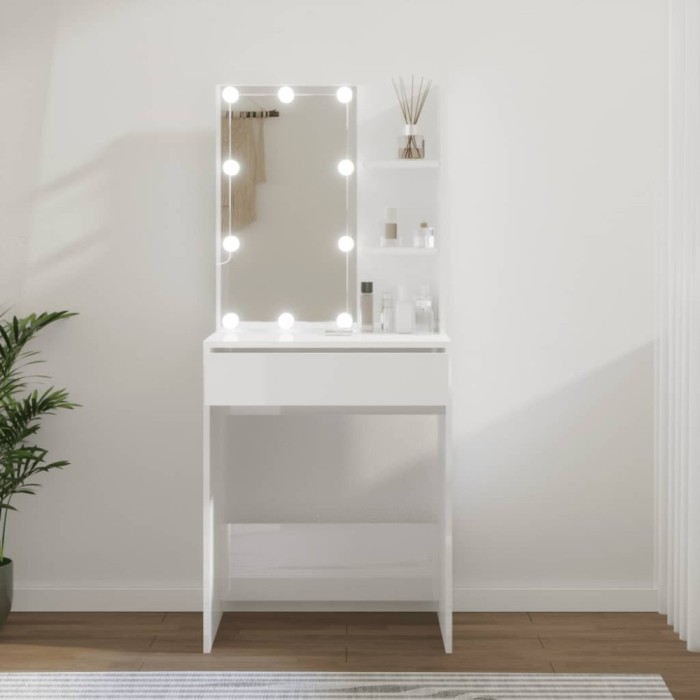 Gossi masa de toaleta cu led, alb extralucios, 60x40x140 cm