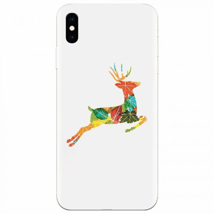 Husa silicon pentru Apple Iphone XS Max, Colorful Reindeer Jump Illustration