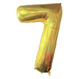 Balon Folie Metalizată, Nr. 7, Auriu Holografic, 110 cm