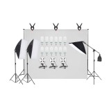 Cumpara ieftin Kit studio foto-video special pentru fotografii de inalta calitate, 3 lumini softox, 12 becuri foto 150W, suport fundal reglabil 2x3m, macara si panza, Dactylion
