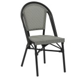 Cumpara ieftin Scaun exterior Paris aluminiu negru, textilena negru si alb